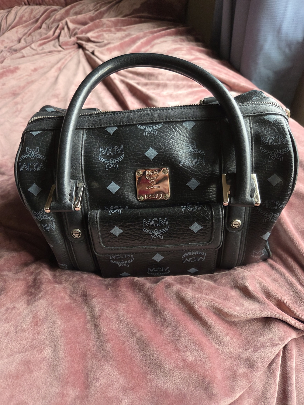 Authentic MCM Visetos Black Boston Bag